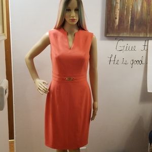 CHELSEA ROSE CORAL SLEEVELESS SHEATH DRESS SZ 4